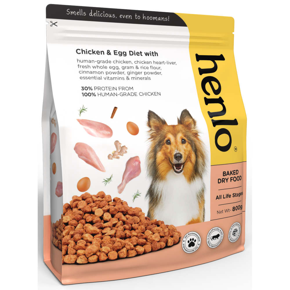 Henlo Chicken and Egg Baked Dry Food for Adult Dogs Puppies 100% Human Grade Ingredients