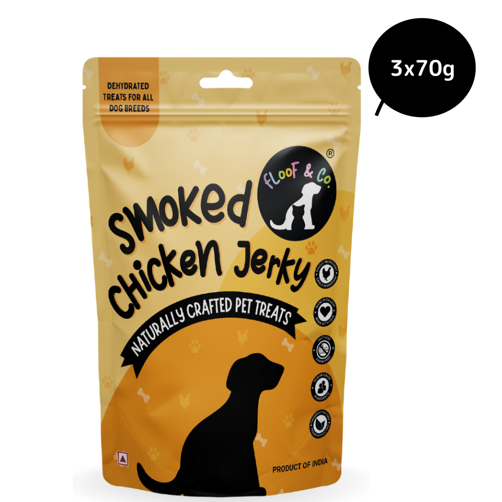 Floof & Co Smoked Chicken Jerky Dog Treats Dog Treats + Others Floof & Co 3x70g