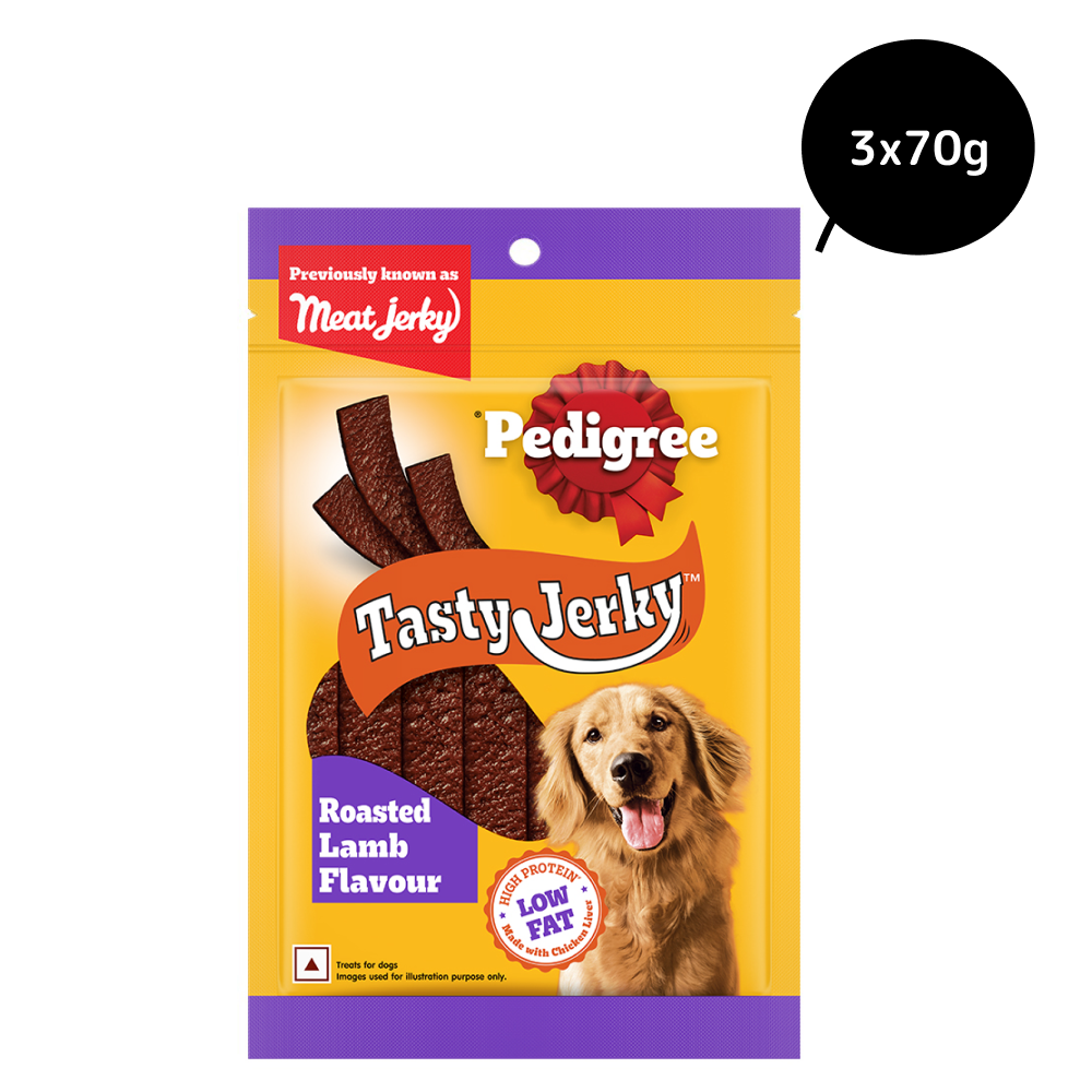 Pedigree Roasted Lamb Tasty Jerky Dog Treat Dog Treats + Others Pedigree 3x70g