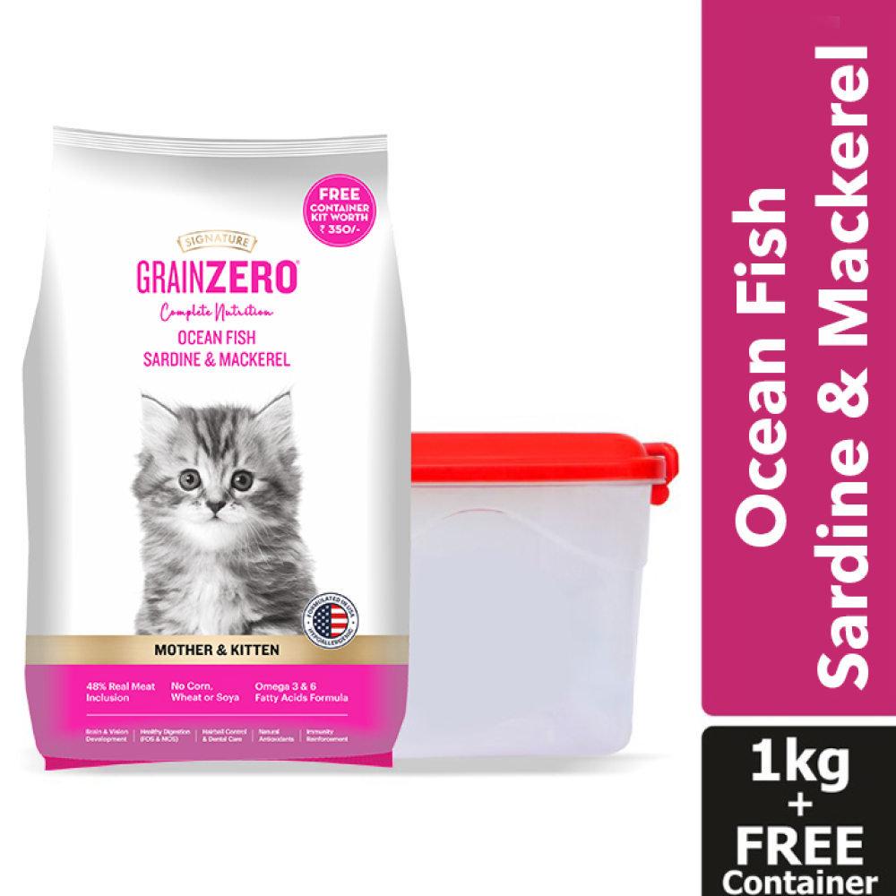 Signature Grain Zero Ocean Fish, Sardine and Mackerel Mother and Kitten Cat Dry Food