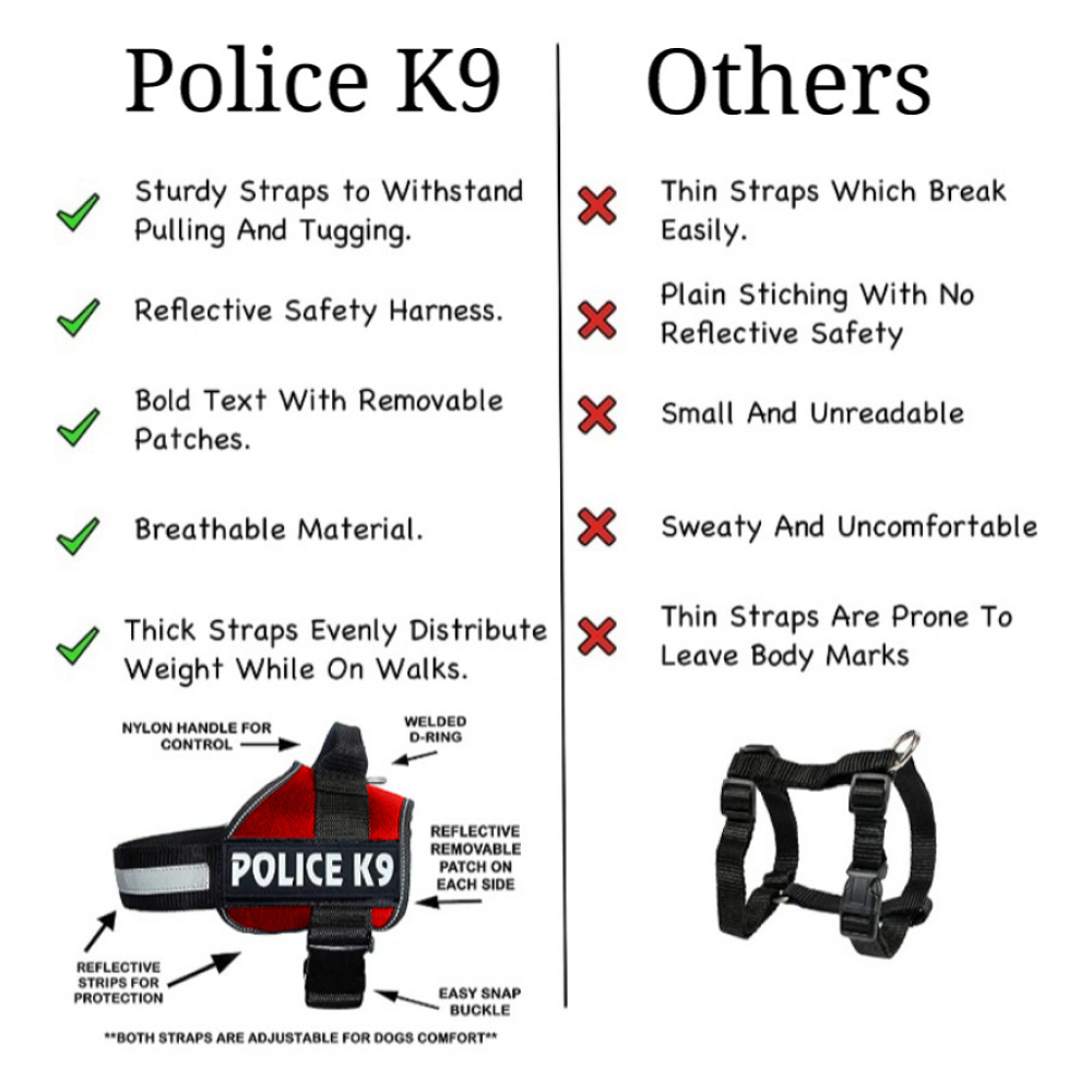 Chullbull K9 Police Buckle Harness for Dogs (Red) Dogs-Collar, Leashes, harnesses Chullbull Dropship