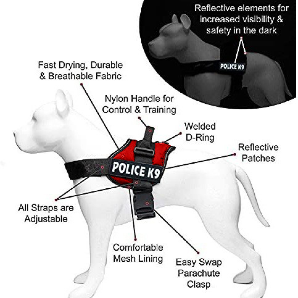 Chullbull K9 Police Buckle Harness for Dogs (Red) Dogs-Collar, Leashes, harnesses Chullbull Dropship