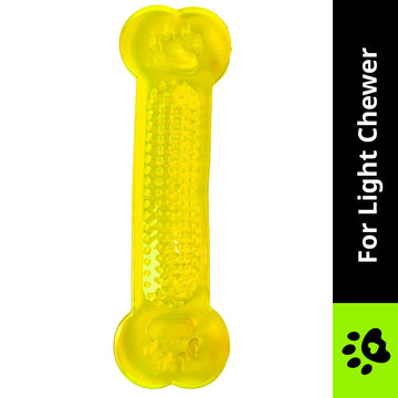 Chullbull Flat Silicone Gel Teething Bone Chew Toy for Puppies & Dogs (Yellow)