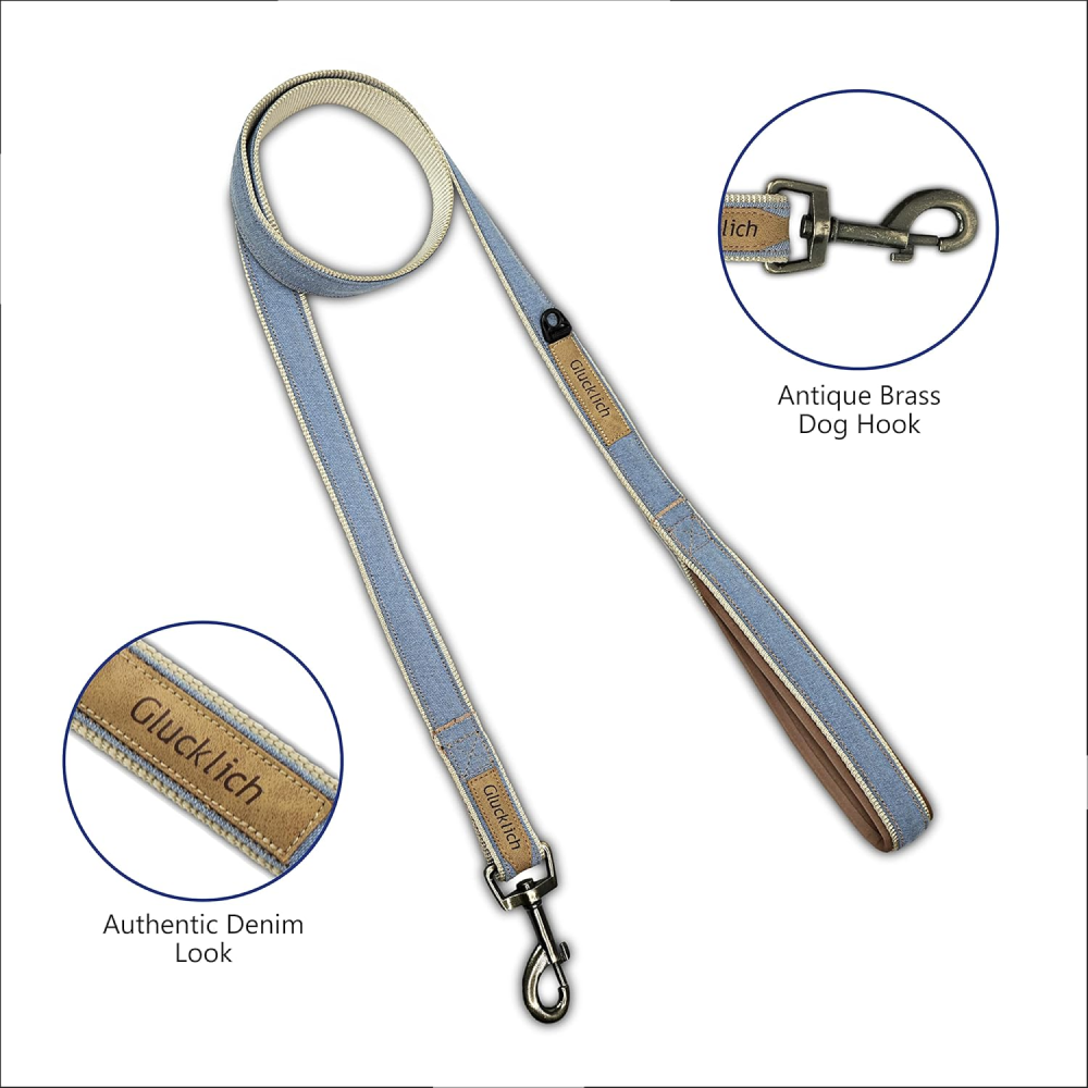 Glucklich Heavy Duty Printed Leash for Dogs (Light Blue)