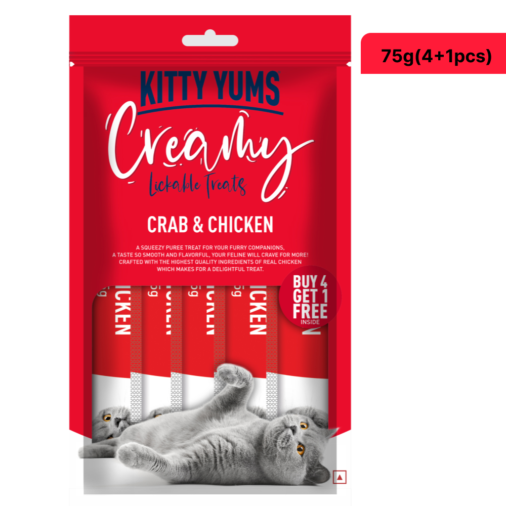 Kitty Yums Crab & Chicken Creamy Cat Treats Sample Kitty Yums 75g(5pcs)