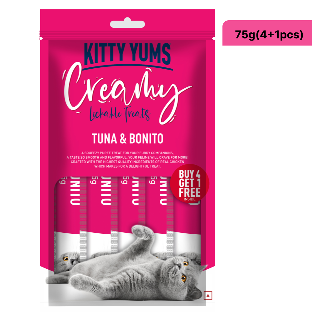 Kitty Yums Tuna & Bonito Creamy Cat Treats Cats-Treats & Others Kitty Yums 75g(5pcs)