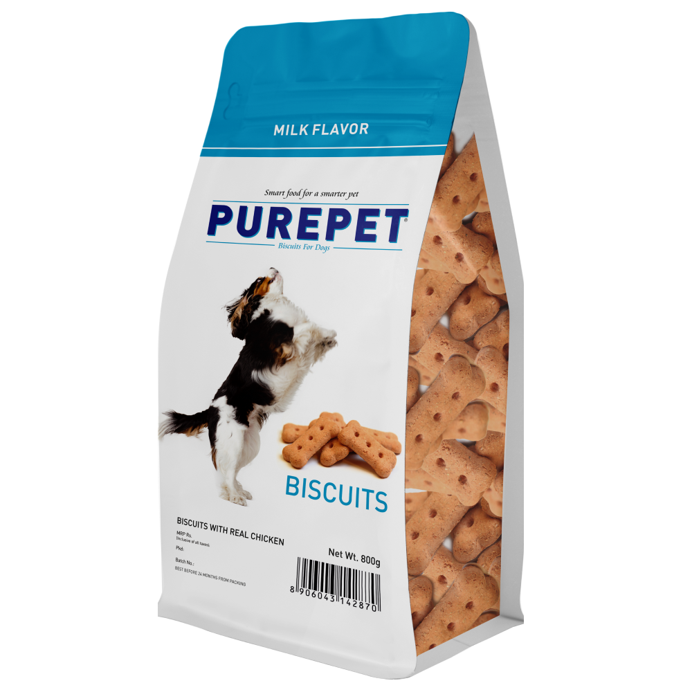 Purepet Milk Flavour Real Chicken Biscuit Dog Treats Pouch Dog Treats + Others Purepet 800g