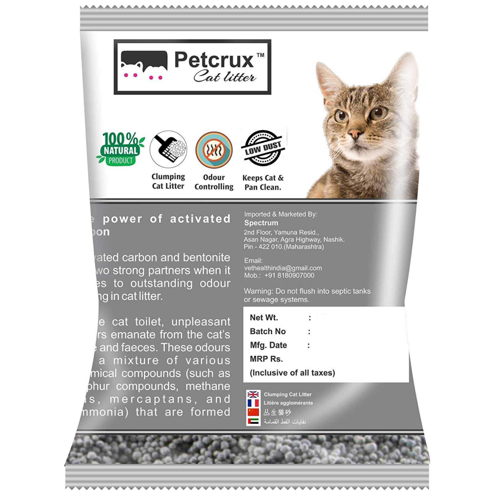 PetCrux Exclusive Scoopable Unscented Natural Activated Carbon Cat Litter