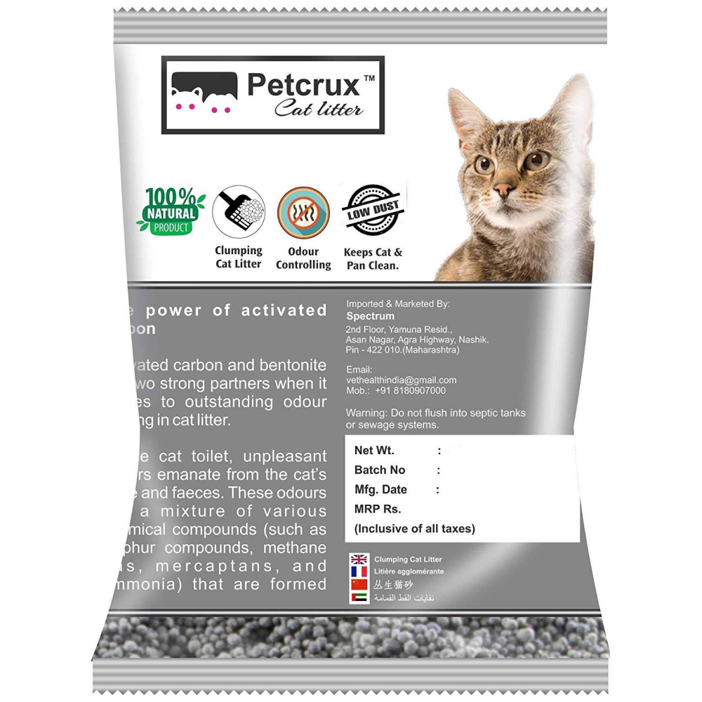 PetCrux Exclusive Scoopable Unscented Natural Activated Carbon Cat Litter Cats-Litter Petcrux