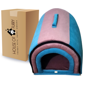 House of Furry Premium Tunnel House for Dogs and Cats (Pink/Sky Blue)