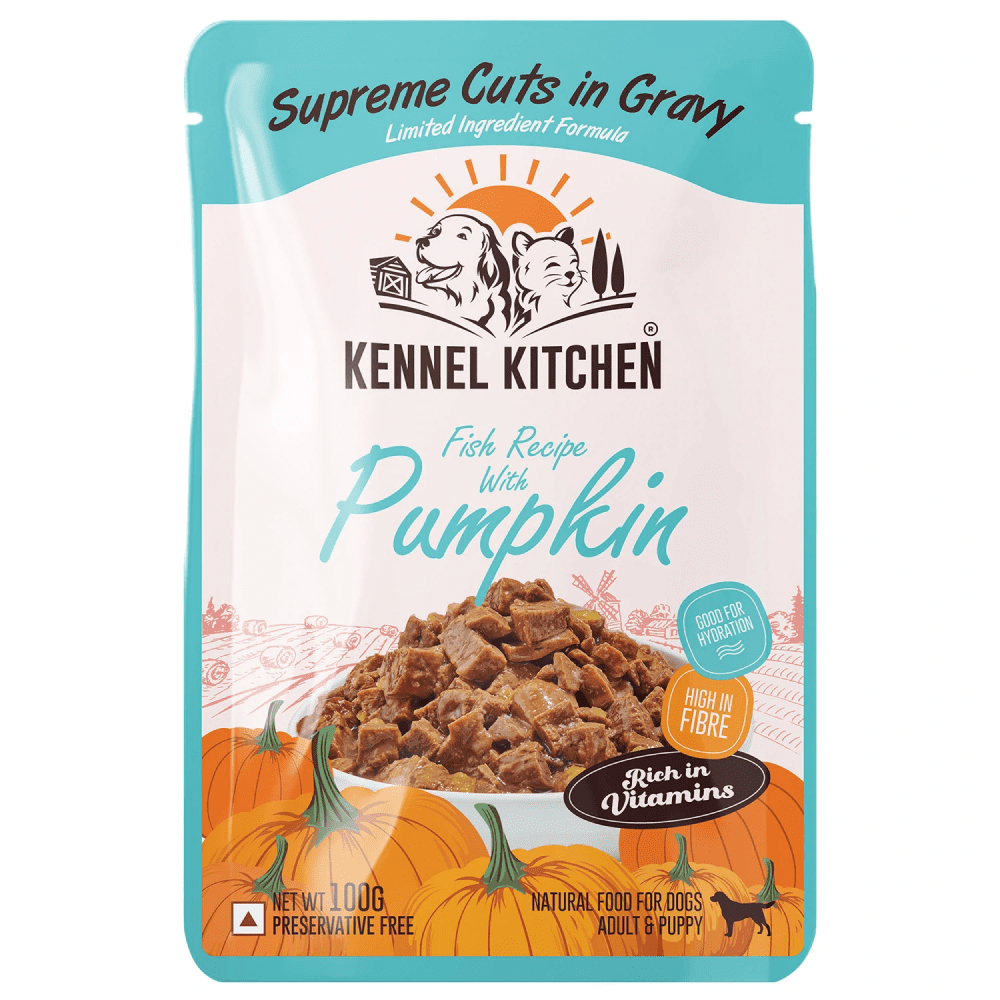 Kennel Kitchen Supreme Cuts Chicken Liver with Pumpkin and Fish with Pumpkin Gravy Adult & Puppy Dog Wet Food (All Life Stage) Combo