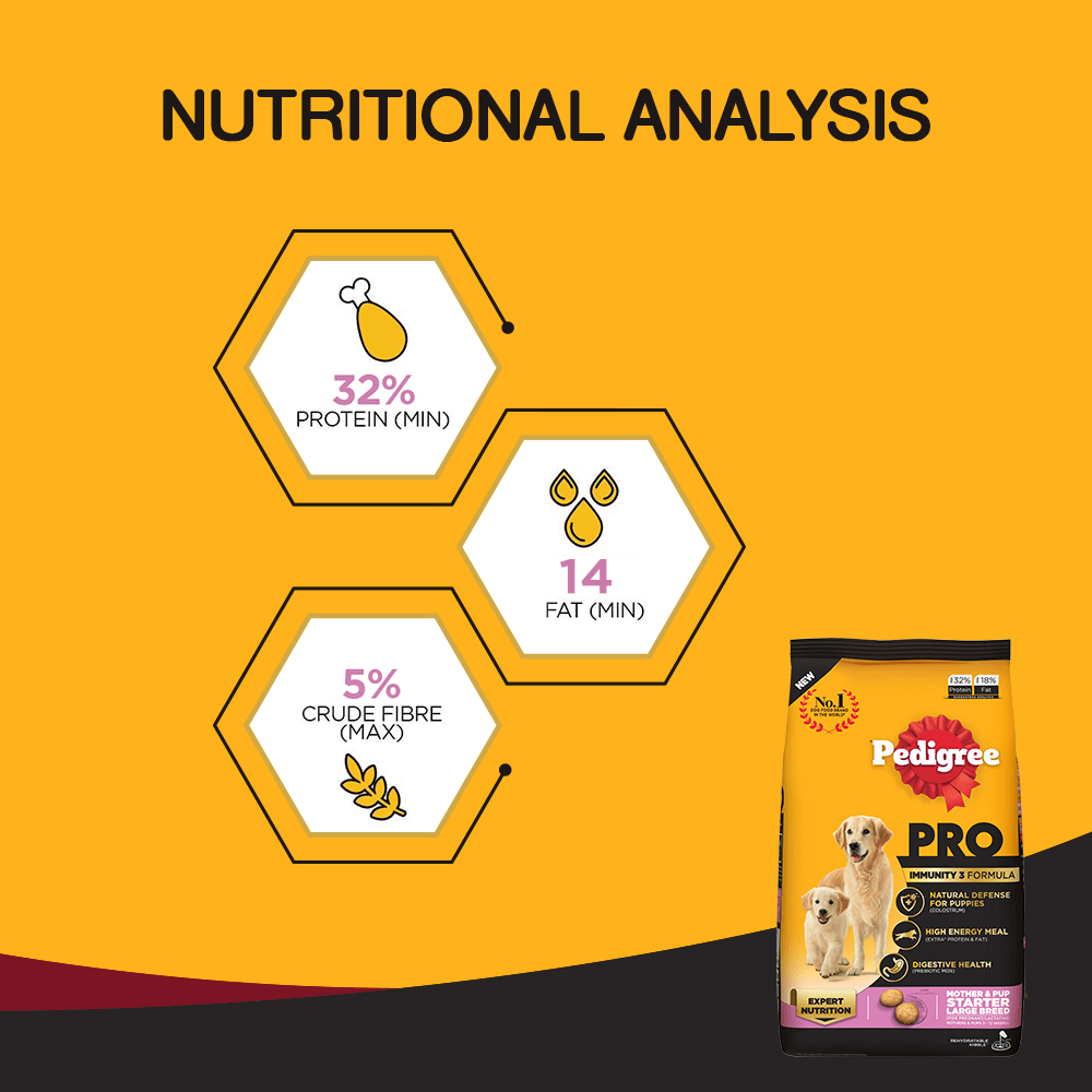 Pedigree PRO Expert Nutrition Lactating/Pregnant Mother & Puppy Starter Large Breed Dog Dry and Chicken Chunks in Gravy Puppy Wet Food Combo