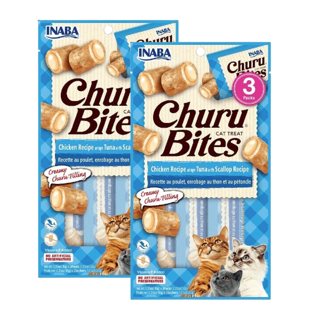 INABA Churu Bites Chicken Recipe Wraps Tuna with Scallop Recipe Cat Treats