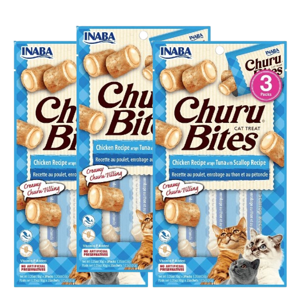 INABA Churu Bites Chicken Recipe Wraps Tuna with Scallop Recipe Cat Treats