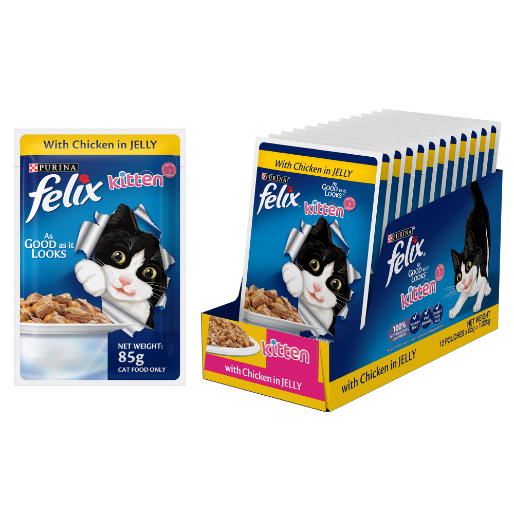 Purina Felix with Mackerel in Jelly Adult and Chicken in Jelly Kitten Cat Wet Food Combo Cats-Wet Food Felix