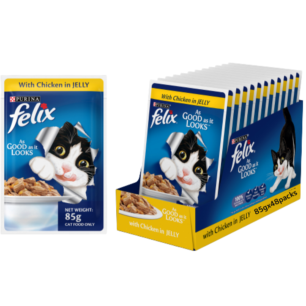 Purina Felix Chicken with Jelly Complete and Balanced Adult Cat Wet Food Cats-Wet Food Felix 48x85g