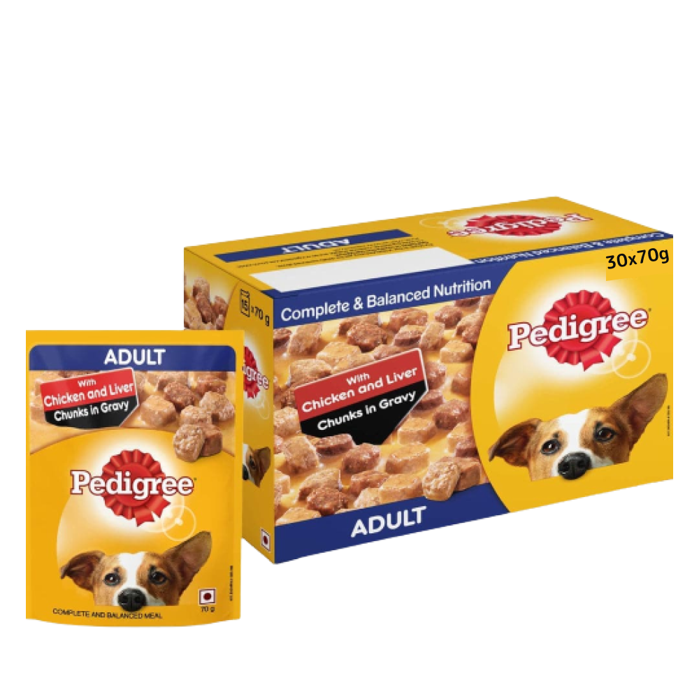 Pedigree Chicken and Liver Chunks in Gravy Adult Dog Wet Food (70g)