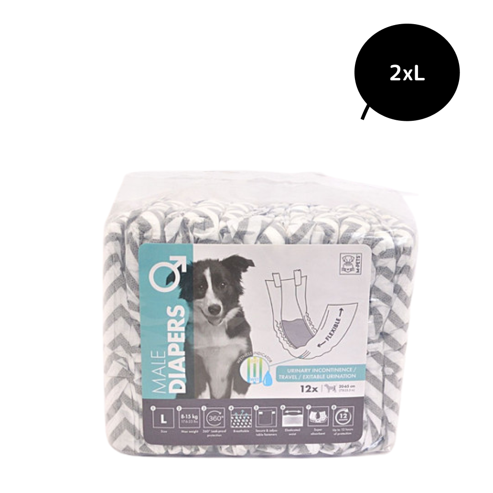 M Pets Diapers for Male Dogs (20x65cm) Dogs-Health & Wellness M Pets 2xL:24pcs