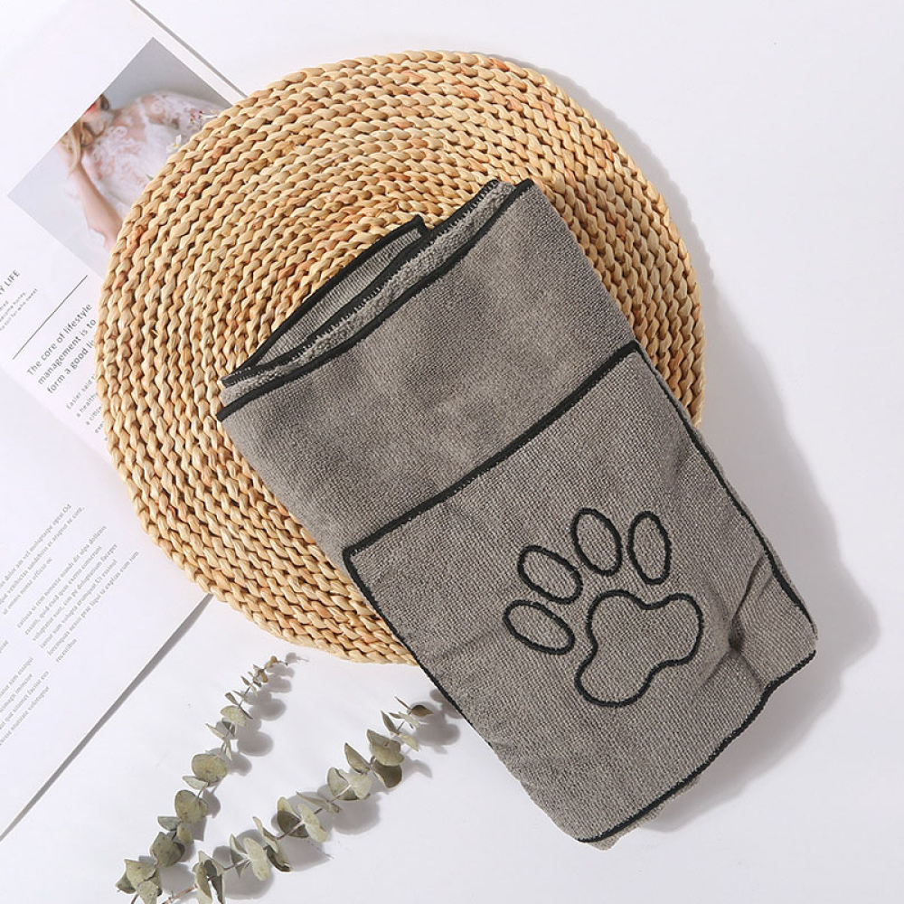 Talking Dog Club Quick Dry Towel for Dogs and Cats (Grey)