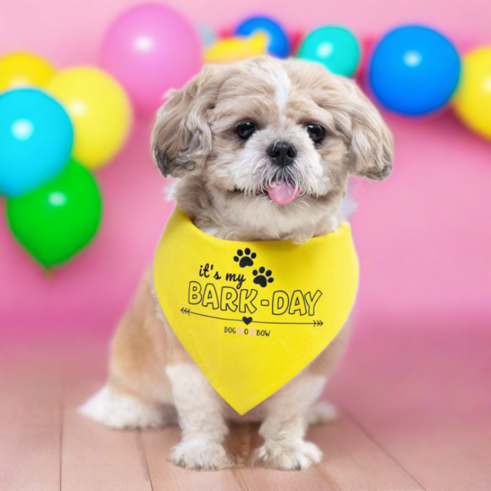 Dogobow Bark Day Scarf for Dogs (Yellow) (Get a Bow Free) Dogs-Clothing & Accessories Dogobow Dropship S