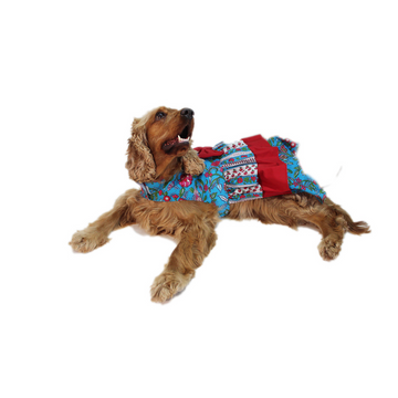 Dogobow Floral Layered Dress For Dogs (Blue) (Get a Bow Free)