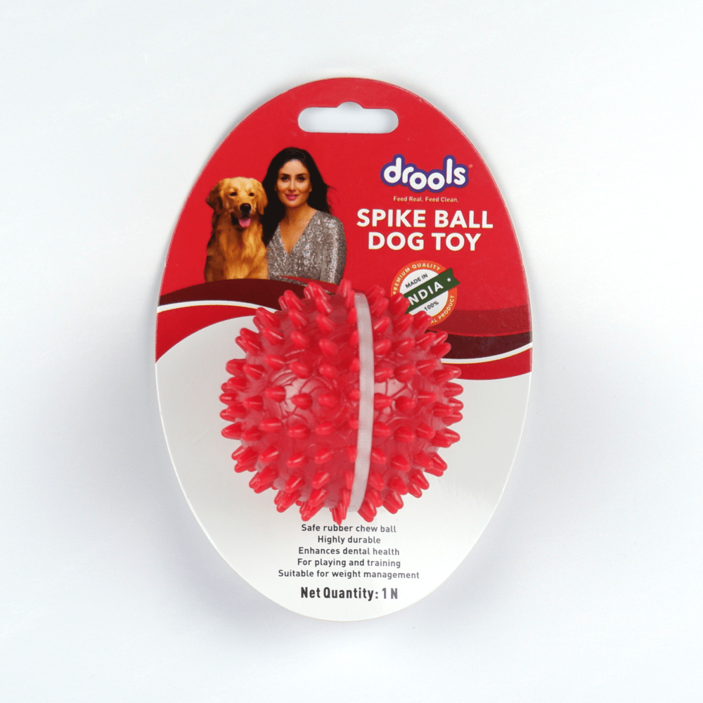 Drools Non Toxic Rubber Stud Spike Hard Ball Chew Teething Toy for Puppies and Dogs | For Aggressive Chewers Dogs-Toys Drools