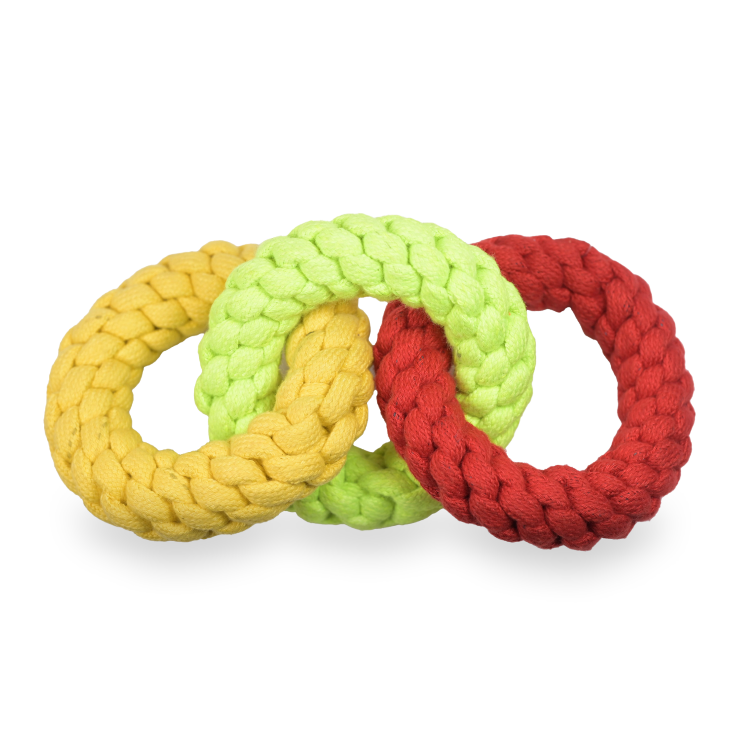 Skatrs Triple Ring Rope Chew Toy for Dogs and Cats (Neon Green/Red/Yellow) Both-Toys Skatrs 27x12cm