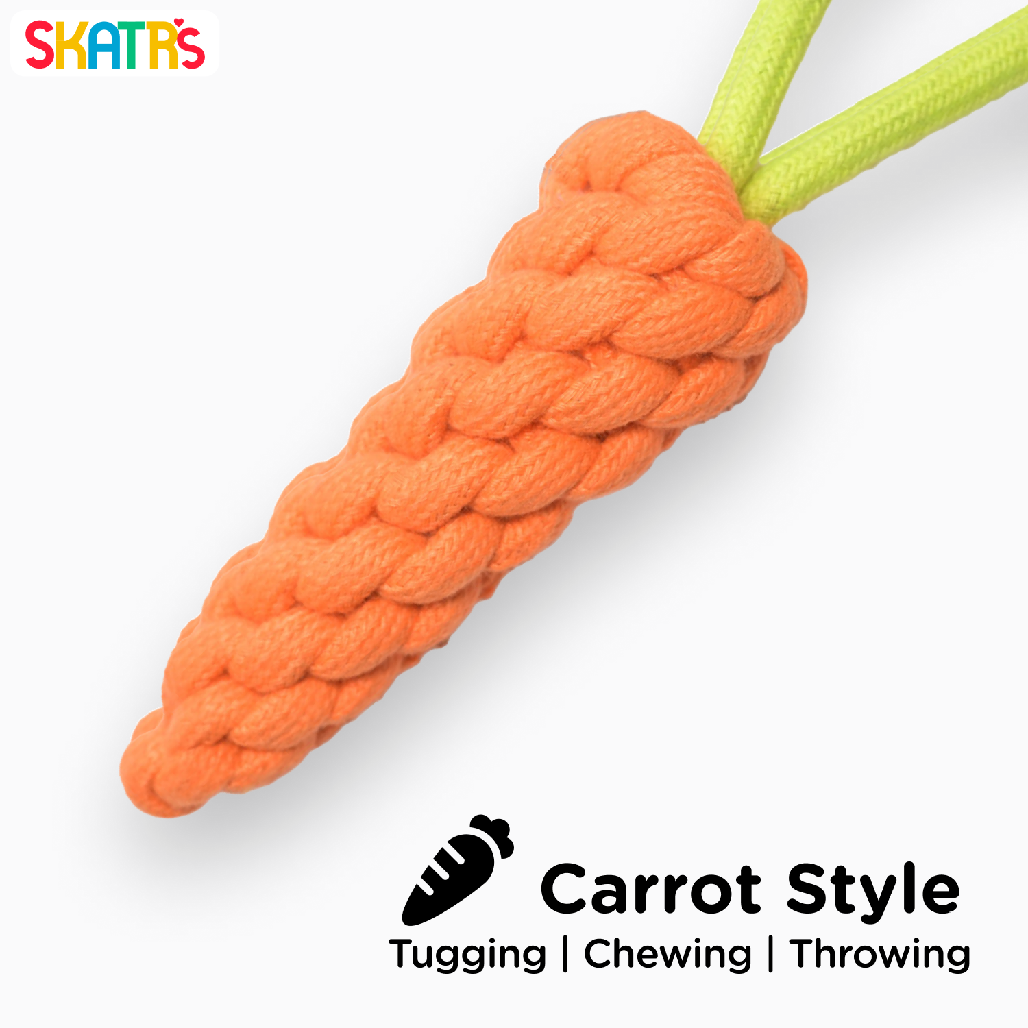 Skatrs Carrot Shaped Rope Chew Toy for Dogs and Cats (Orange)