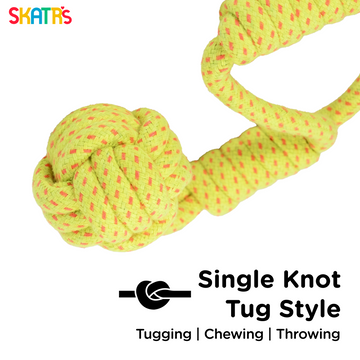 Skatrs Hand Made Knotted Ball Rope Tug Toy for Dogs and Cats (Neon Green)