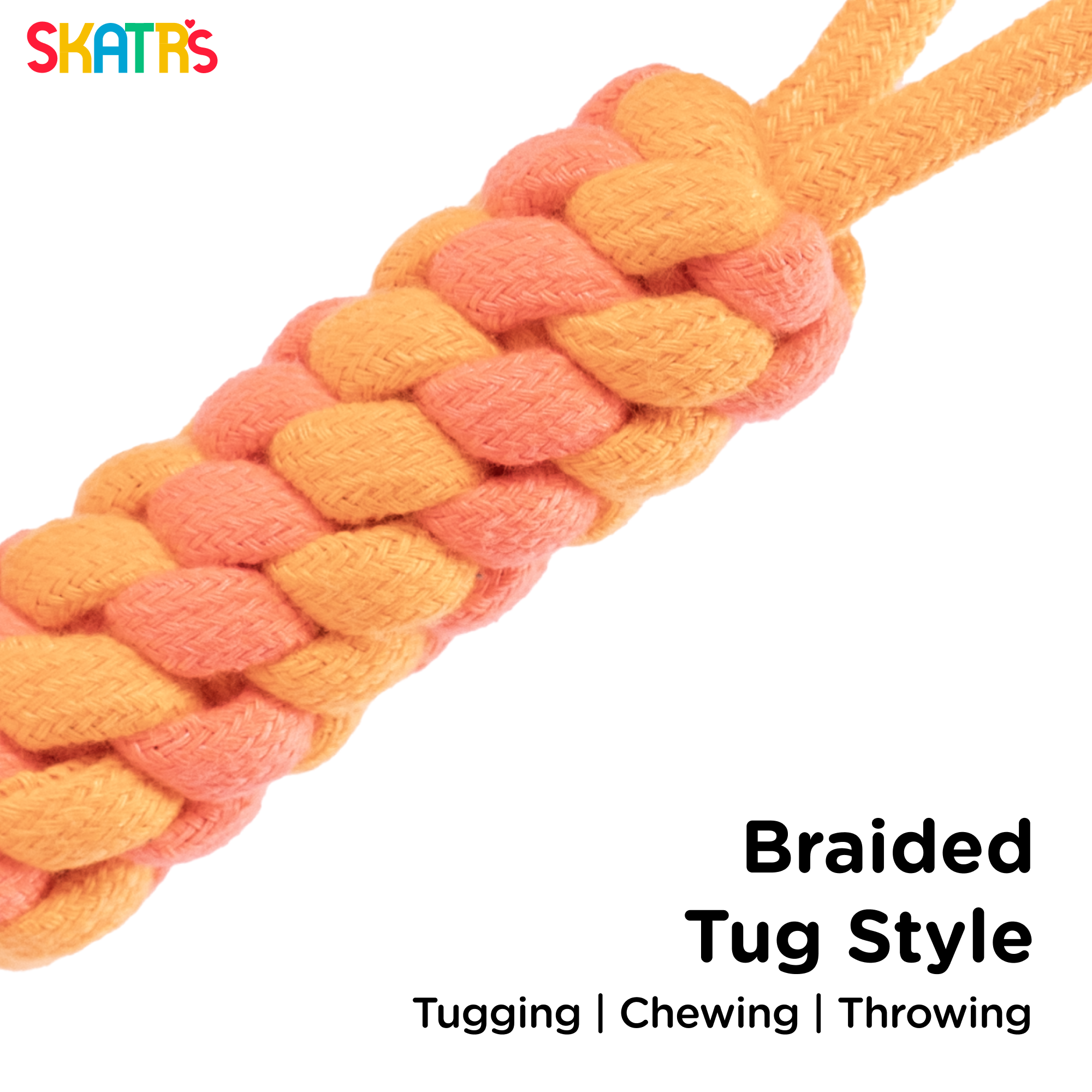 Skatrs Dummy Knotted Rope Chew Toy for Dogs and Cats (Pink/Orange) Both-Toys Skatrs