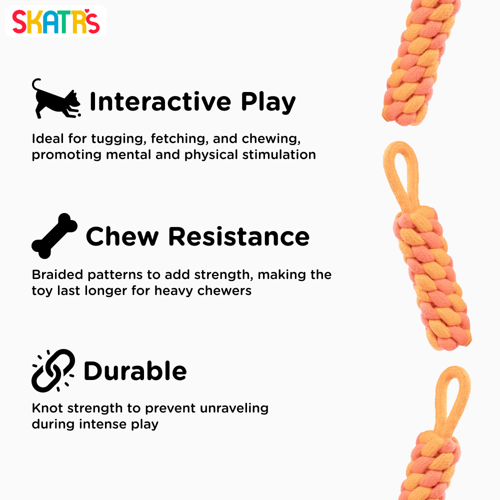 Skatrs Dummy Knotted Rope Chew Toy for Dogs and Cats (Pink/Orange) Both-Toys Skatrs