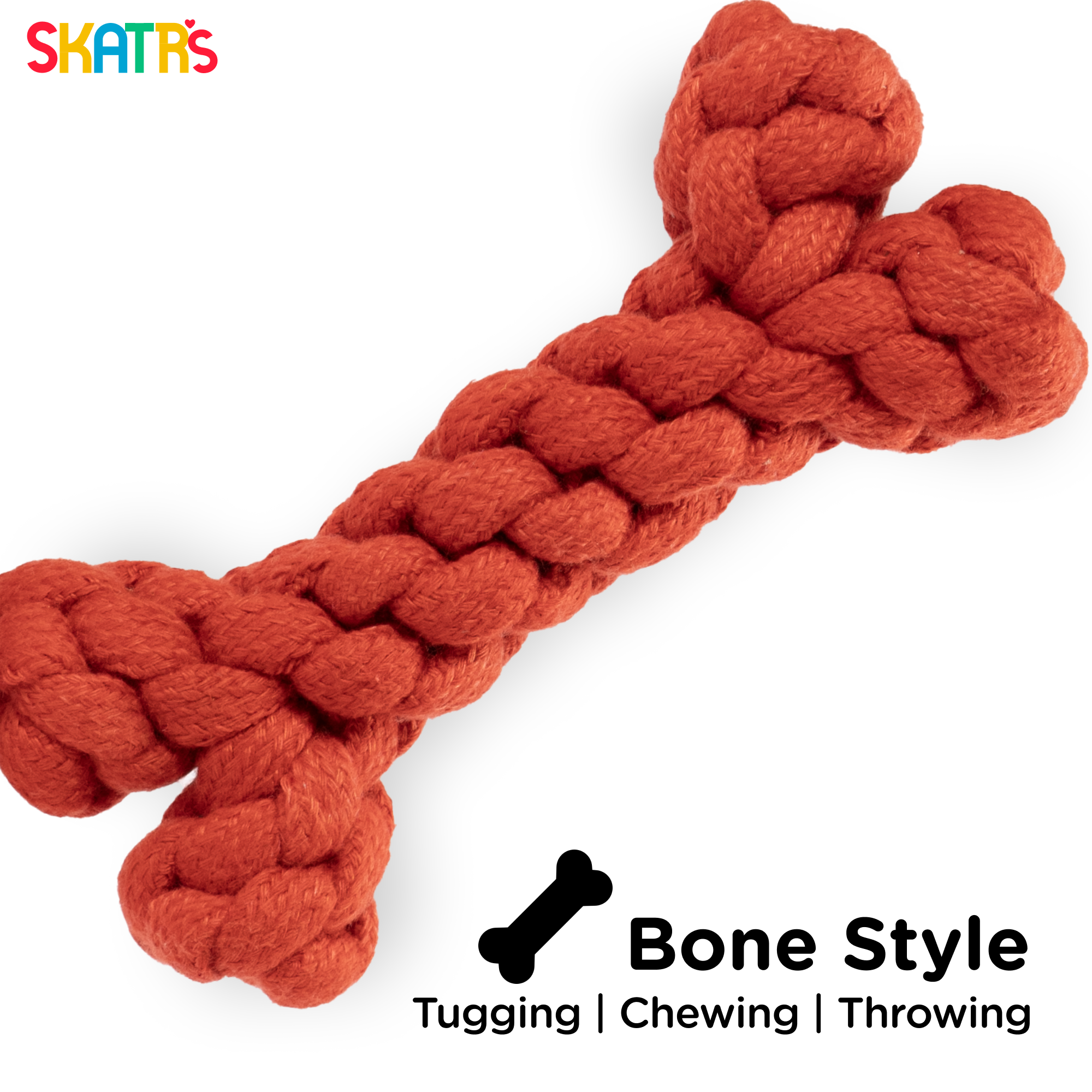 Skatrs Bone Shaped Rope Chew Toy for Dogs and Cats