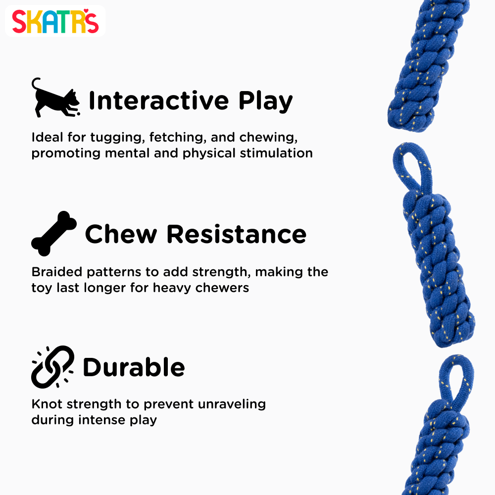 Skatrs Dummy Knotted Rope Chew Toy for Dogs and Cats (Blue) Both-Toys Skatrs