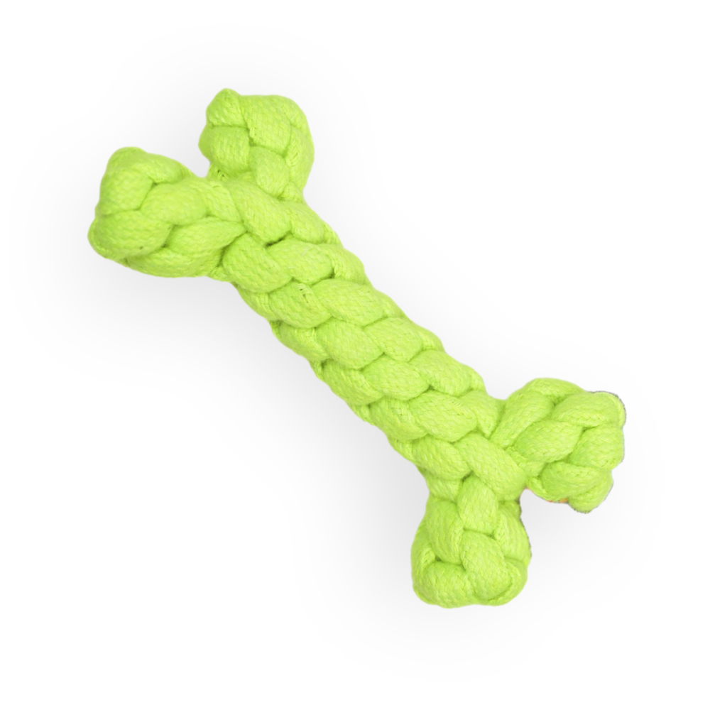 Skatrs Bone Shaped Rope Chew Toy for Dogs and Cats (Neon Green) Both-Toys Skatrs 15cm