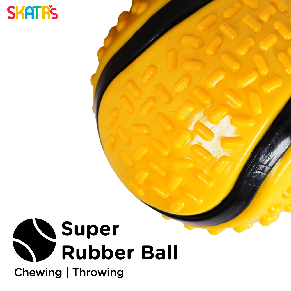 Skatrs Rubber Ball Toy for Dogs and Cat (Yellow) Both-Toys Skatrs