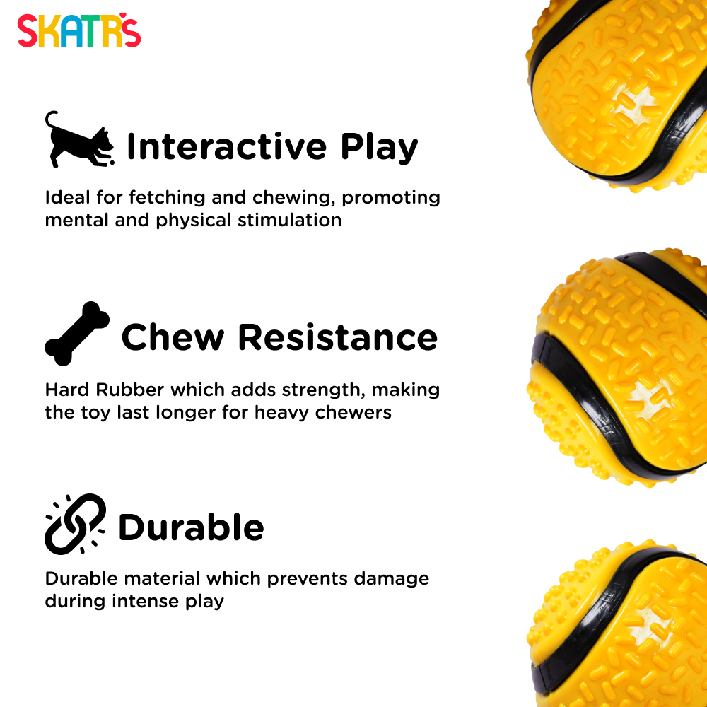 Skatrs Rubber Ball Toy for Dogs and Cat (Yellow) Both-Toys Skatrs