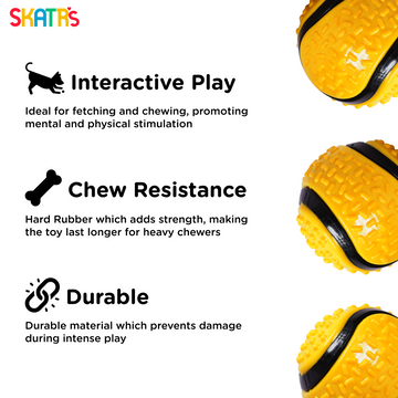 Skatrs Rubber Ball Toy for Dogs and Cat (Yellow)