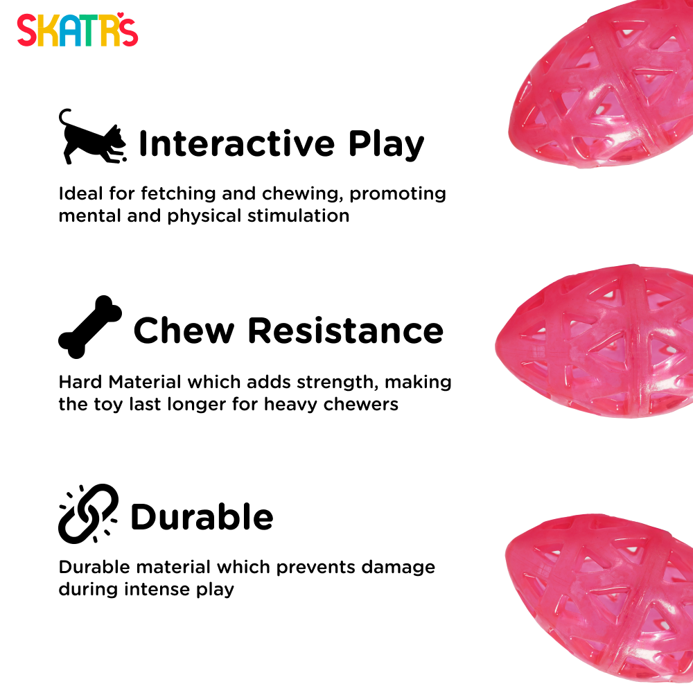 Skatrs Rugby Ball Toy for Dogs | Durable, Non-Toxic & Soft Chewing, Training & Bouncing Pet Toy Both-Toys Skatrs
