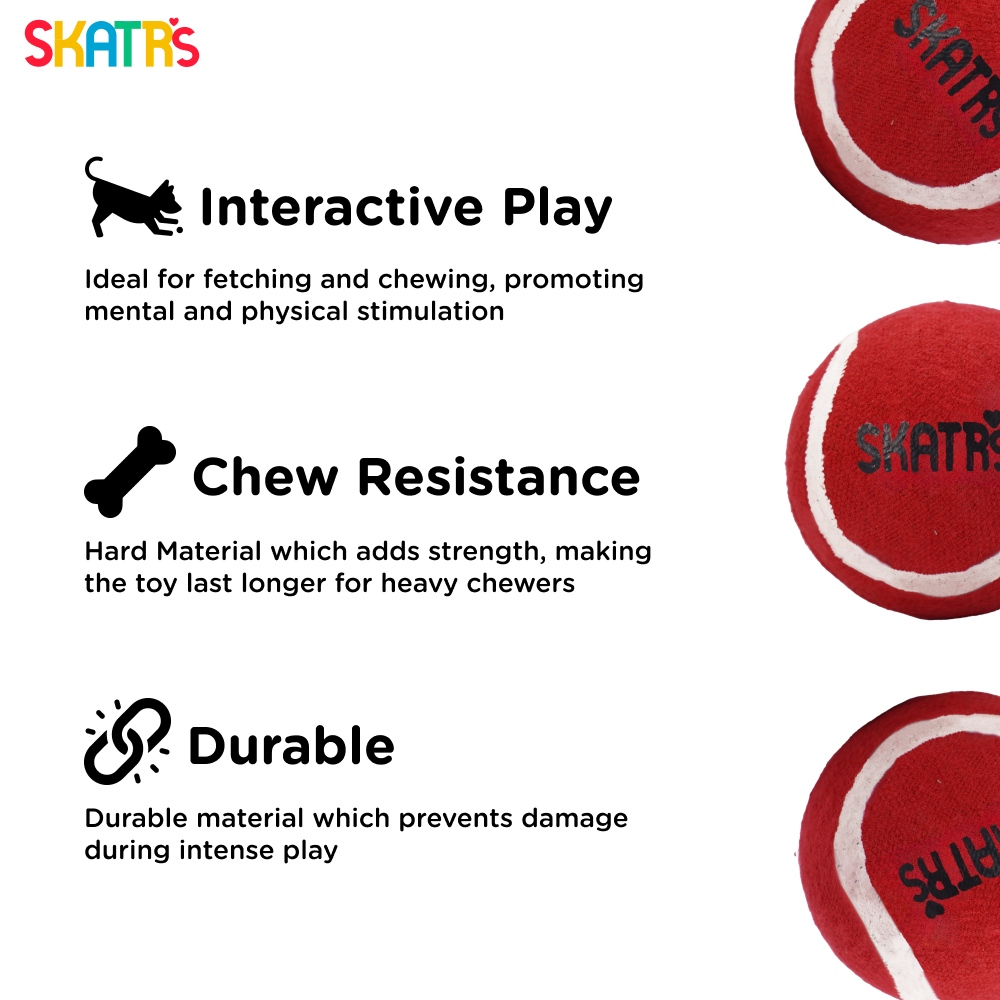 Skatrs Tennis Ball for Dogs (Red)