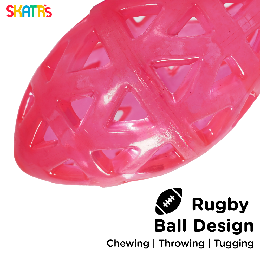 Skatrs Rugby Ball Toy for Dogs | Durable, Non-Toxic & Soft Chewing, Training & Bouncing Pet Toy Both-Toys Skatrs