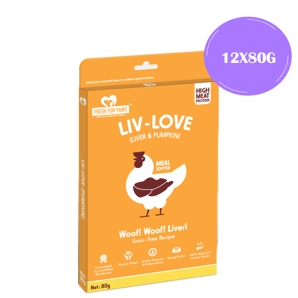 Fresh For Paws Chicken Liver & Pumpkin Liv Love Supplement for Dogs Dogs-Health & Wellness Fresh For Paws 12x80g