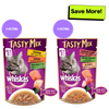 Whiskas Chicken With Salmon and Seafood Cocktail Wakame Seaweed in Gravy Tasty Mix Adult Cat Wet Food Combo Cats-Wet Food Whiskas