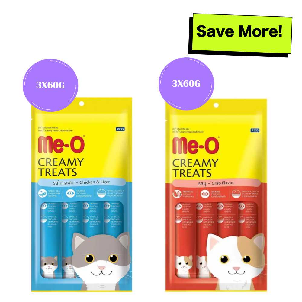 Me O Creamy Crab and Chicken & Liver Cat Treats Combo Cats-Treats & Others Me O 6x60g(24pcs)