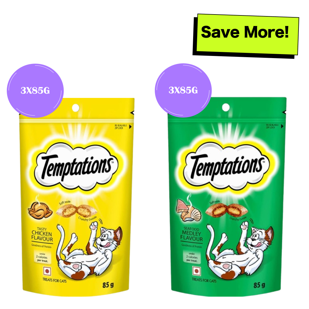Temptations Tasty Chicken and Seafood Medley Flavour Cat Treats Combo Cats-Treats & Others Temptations 6x85g