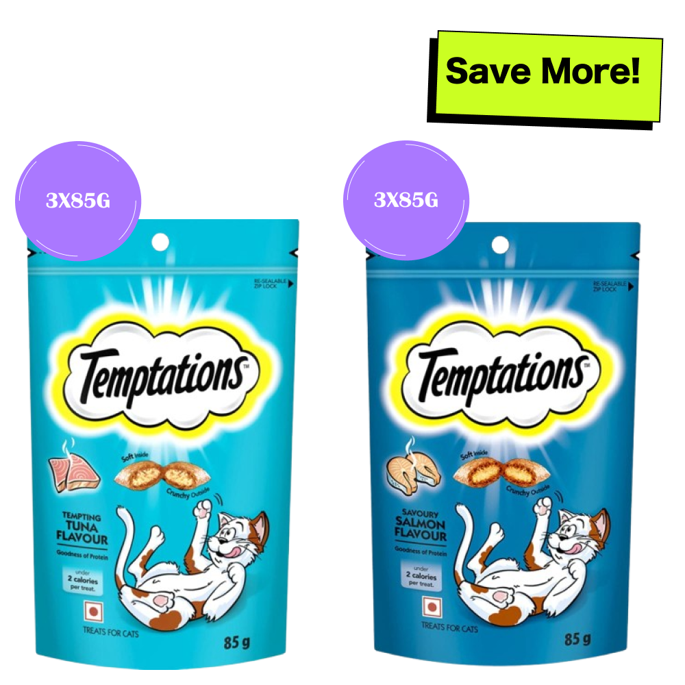 Temptations Tempting Tuna and Savoury Salmon Flavor Cat Treats Combo Cats-Treats & Others Temptations 6x85g