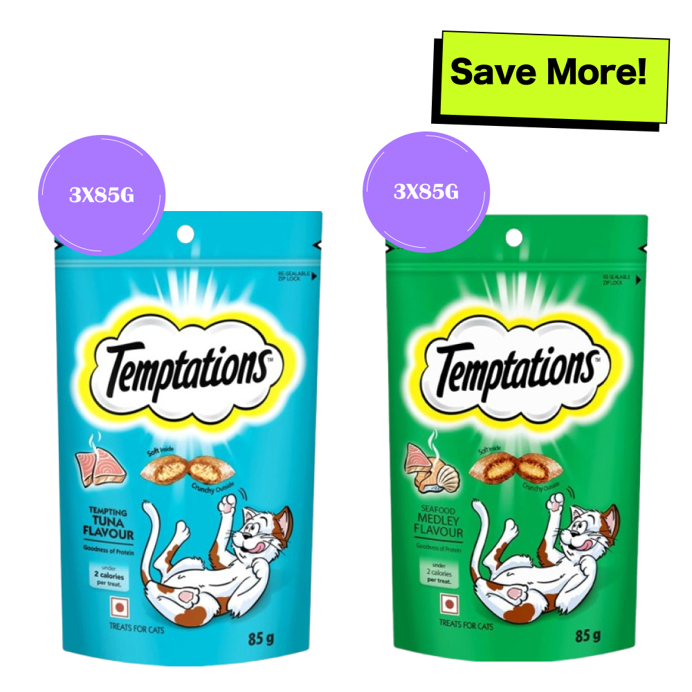 Temptations Tempting Tuna and Savoury Salmon Flavor Cat Treats Combo Cats-Treats & Others Temptations 6x85g