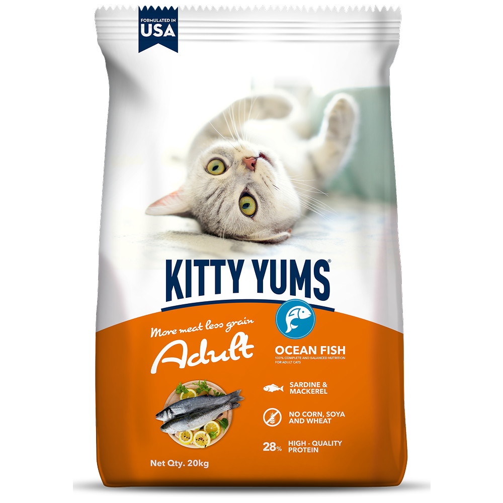 Kitty Yums Ocean Fish Adult (1+ years) Cat Dry Food Cats- Dry food Kitty Yums 20kg+75g Treat Free