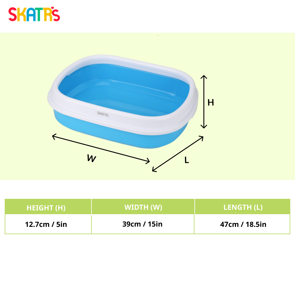 Skatrs Litter Tray for Cats (Blue) Litter Supplies Skatrs