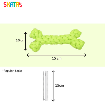 Skatrs Bone Shaped Rope Chew Toy for Dogs and Cats (Neon Green)