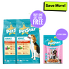 Mankind Petstar Chicken and Wheat Adult Dog Dry Food and Chunky Chicken Gravy Adult Dog Wet Food Combo Dogs- Dry Food Petstar 2x1kg + 15x120g